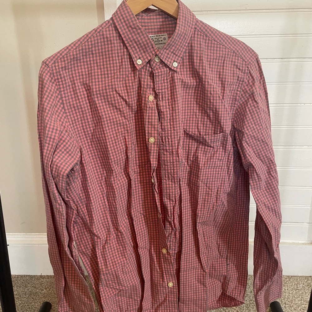 J.Crew Men's Red Checkered Dress Shirt